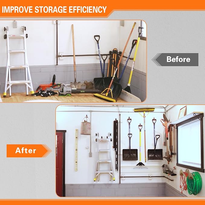 HUPBIPY 18 Pack Garage Hooks Heavy Duty, Wall Mount Ladder Hooks | Storage Organizer With a non-slip coating for Hanging Bicycles Garden Tools Ladders Hoses Ropes and Loose Items(Orange)