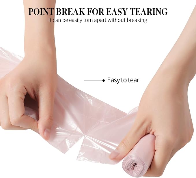 5 Rolls Small Trash Garbage Bags, 4 Gallon 200 Counts (Pink) | Strong Thin Material Disposable Kitchen Garbage Bags, Durable Plastic Trash Bags for Office Home Bedroom Garden Waste Bin
