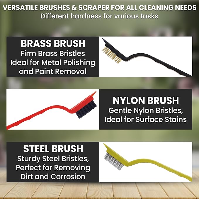 8 Pcs Crevice Cleaning Brush Set Hard Bristle Tools for Narrow Spaces | Multi-Purpose Grout Brush for Bathroom, Shower, Window Tracks & Kitchen Cleaning, Perfect for Gaps, Grooves and Tight Areas