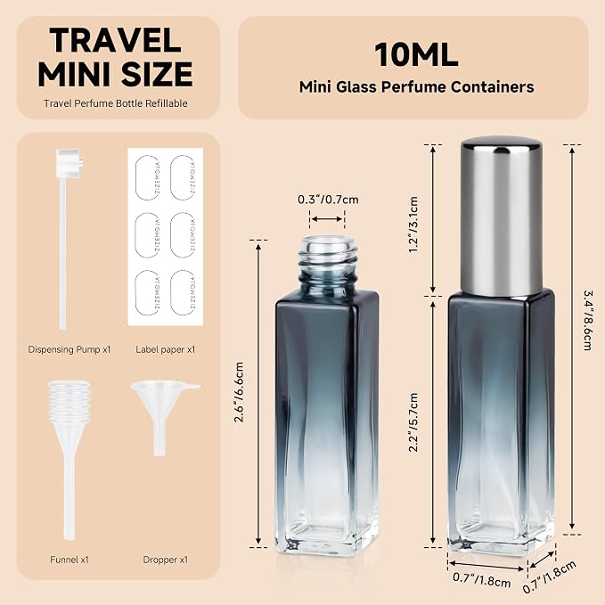 Perfume Travel Refillable 3 Pack 10ml Leak Proof Travel Perfume Bottles | Leak Proof Glass, Easy Refill, TSA Friendly Size, Fine Mist Spray Perfume Atomizer Ideal for Travel, Purse and Daily Carry
