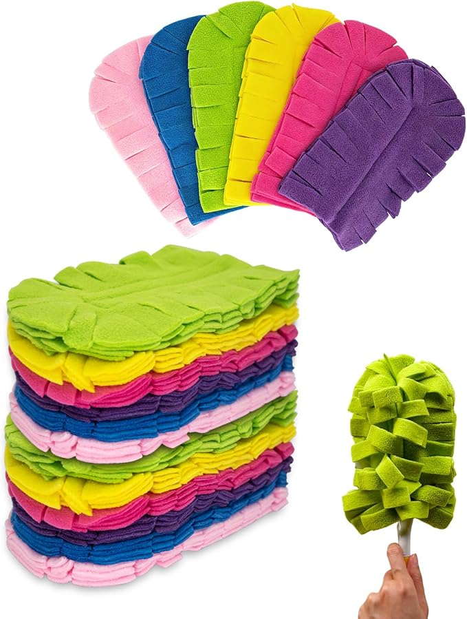 12 PCS Reusable Duster Refills Compatible with Swiffer Duster | Washable Fleece Duster Pads 360 Heavy Duty Duster Refills for Fan, Window, Furniture, Home Cleaning (Handle is Not Included)