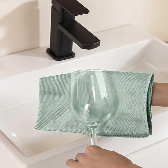 Microfiber Glass Cleaning Cloth 8 Pack, 16 Inch x 12 Inch, Lint Free Quickly Clean Window, Glasses, Windshields, Mirrors, and Stainless Steel, Multicolor