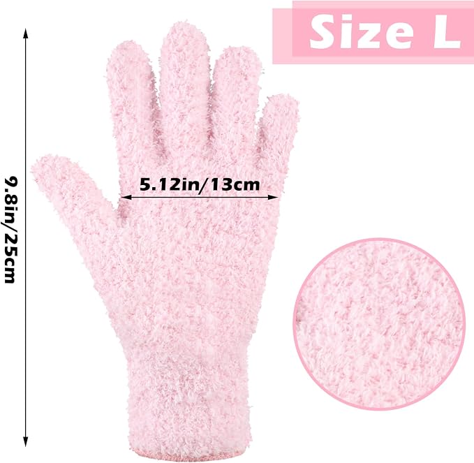 Patelai 3 Pairs Microfiber Dusting Gloves for Plants Leaf, Large | Pink, Nude, White, Plant Cleaning Gloves, Reusable Washable Gloves,House Furniture Blinds Dusting