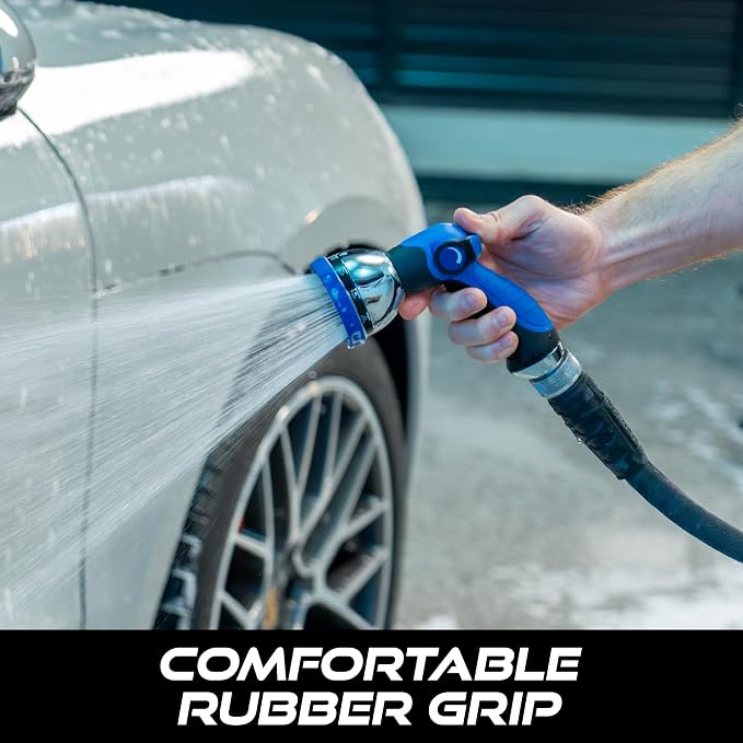 VIKING Hose Nozzle, 10 Spray Patterns, Thumb Control for Cars and Homes | Water Hose Nozzle, Adjustable Heavy Duty Thumb Control for Car Washing Kit, Watering Plants, Washing Pets, and Home Use