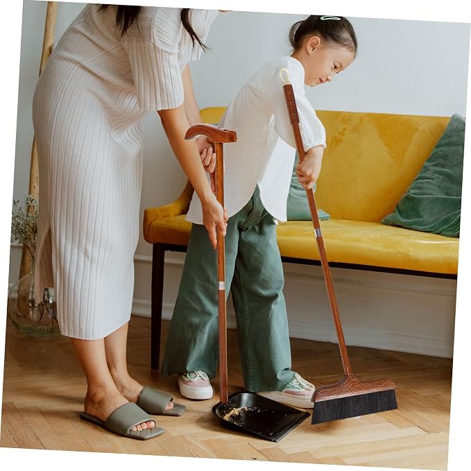 HEALLILY Broom and Dustpan Set with Handle Versatile Cleaning Tool for Home Kitchen and Patio for Pet Hair and Dust Removal Ergonomic Design for Comfortable Use