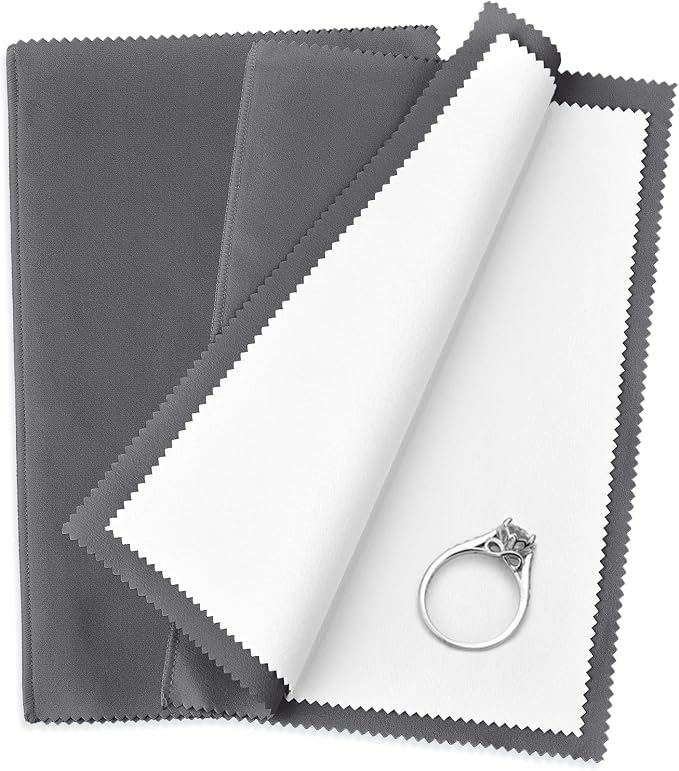 SEVENWELL Silver Polishing Cloth, 2PCS Large Jewelry Cleaning Cloths | Dual-Layer Cleaning, Large 10" × 12", Reusable, Removes Tarnish, Restores Shine, For Sterling Silver, Gold & Platinum