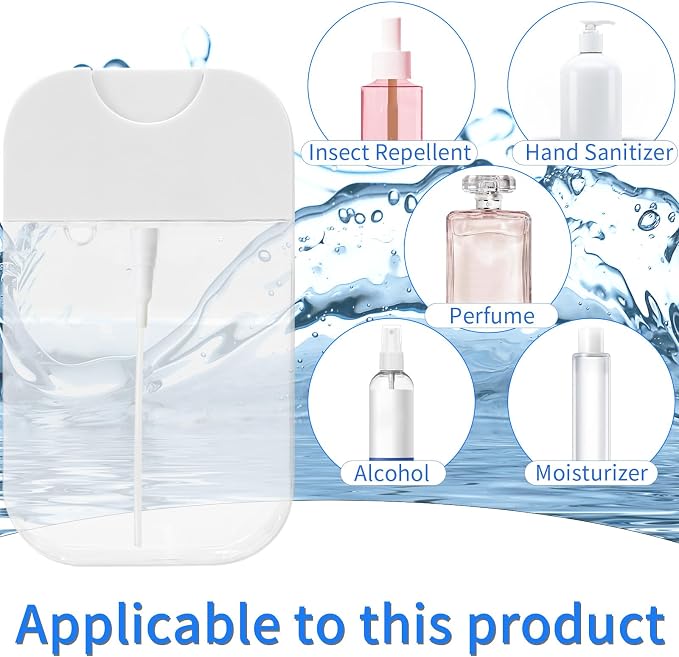 6 PCS Clear Spray Bottles, Portable Card Spray Bottles, 50 ML Refillable Plastic Perfume Atomizer Vials, Suitable Perfume, moisturizing water, hand sanitizer