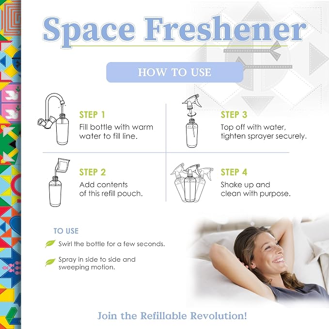 Truly Free Space Freshener Starter Kit - Lemongrass - 12oz + 1 Fill, 3oz | Car and Air Fresheners for Home, Natural Odor Eliminator Room Spray, No Synthetic Fragrances