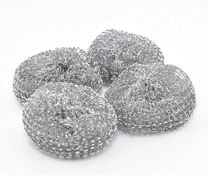 Pine-Sol Heavy-Duty Stainless Steel Scrubbers | Won’t Rust or Splinter | Scrub Sponges for Cast Iron, Oven Racks, Grills, 4 Pack