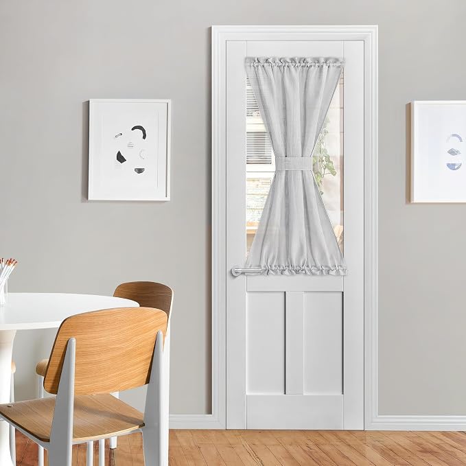 NICETOWN Light Grey Sheer Sidelight Curtain for Side Window Cover | Light Filtering, Small Window, French Door Curtain for Window Cover, 26W X 50L with Tieback, 1 Panel