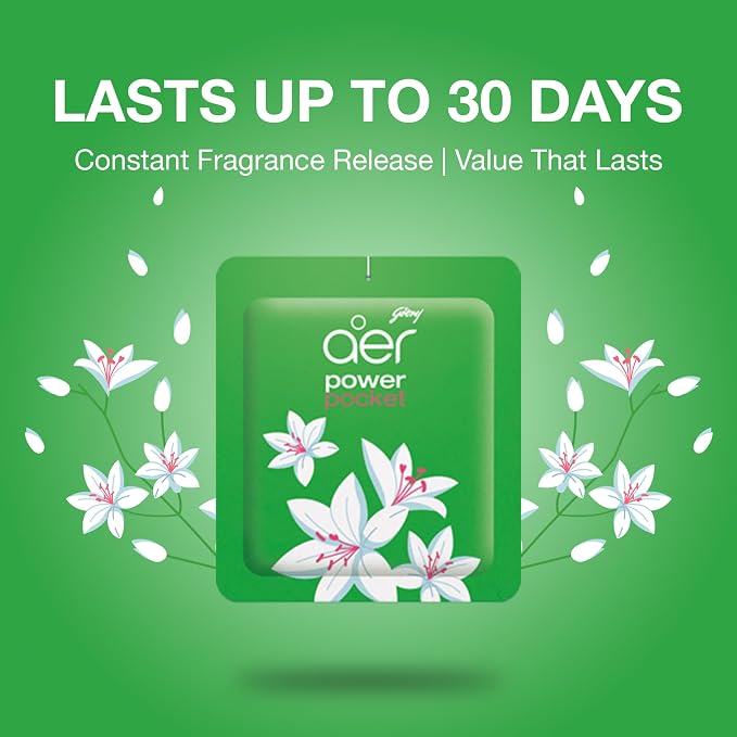 AER Power Pocket Jasmine Floral Delight Solid Gel Air Freshener for the Entire Home with Long Lasting Scent, Pack of 6