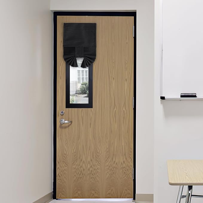 RYB HOME Classroom Door Window Cover, Privacy Sunlight Shades for Office | Room Darkening Design, Blocks Views, Lockdown Shades, Thermal Insulated, Small Window Cover, W8 x L36, Black, 1 Panel