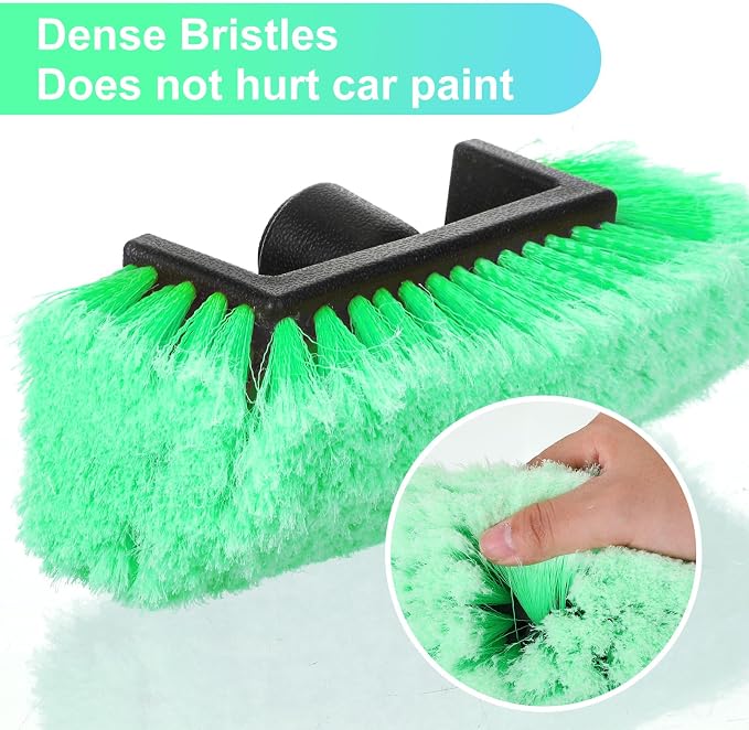 Tanlade 2 Pcs Car Wash Brush Heads Soft Bristle Flow Thru,12 Inch,Green | Replacement Heads for Exterior Cleaning, Compatible with Auto Truck RV Boat Camper, Gentle Bristles Protect Paint Finish