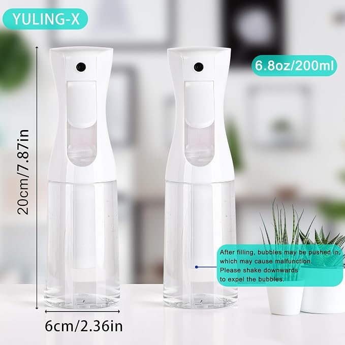 Spray Bottles For Hair, continuous spray bottle (200ml/6.8oz 2Pack) used for hair design, plants, cleaning, hair care and skin care, etc. – empty, reusable