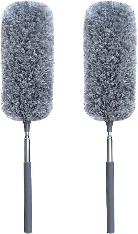 2 Pack Microfiber Duster for Cleaning, Small Dusters with Microfiber Head, Extendable Pole, Hand Washable, Cleaning Supplies for Office, Car, Window, Furniture