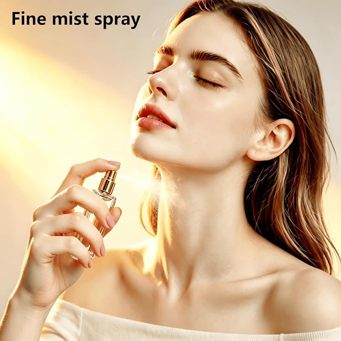 Perfume Travel Refillable, 6 Pcs 10 ml Glass Atomizers (Gold) | Leak-resistant fine mist spray, mini perfume bottle set with filling tools, portable for travel, gym, office and daily use