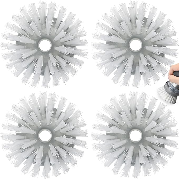 Palm Brush Refills for OXO Steel Soap Dispensing Dish Brush | 4 Pack Cleaning Replacement Brush Head for OXO Palm Brush(Grey)