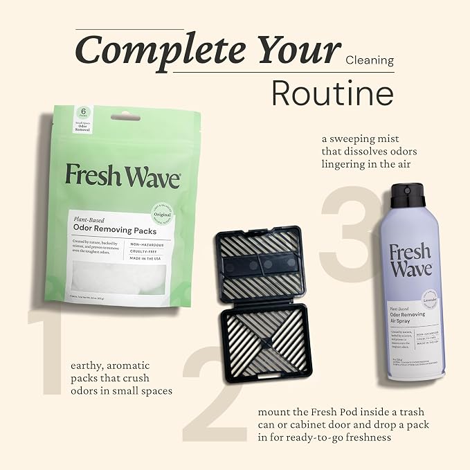 Fresh Wave Odor Removing Litter Box Bundle: (2) 7 oz. Litter Box Gels, (1) 6ct Original Packs and Pod Combo