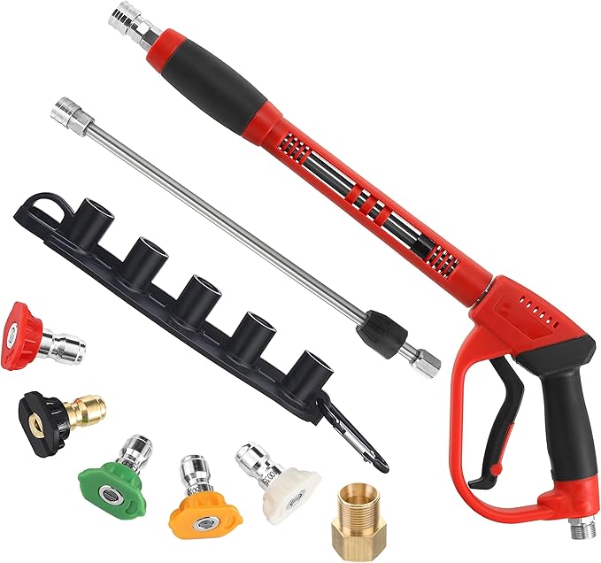 Tool Daily Deluxe Pressure Washer Gun, Replacement Wand Extension, 40 Inch | 5 Spray Nozzle Tips with Holder, M22 Fittings, 5000 PSI, Not Compatible with GardenHose