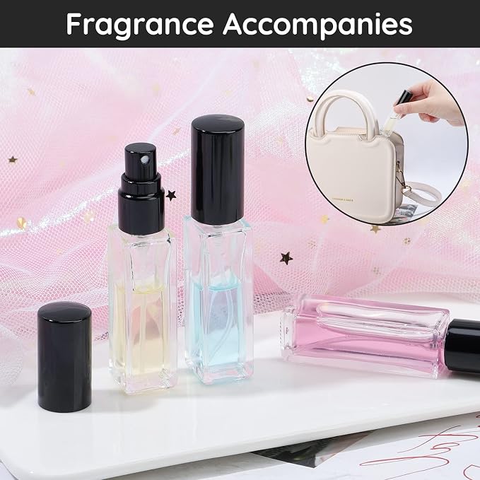 Segbeauty Mini Perfume Spray Bottles, 5 Set of 10ML Clear Glass Travel Perfume Atomizer Refillable, Empty Tiny Sprayer Fragrance Scent Sample Spray Containers Cosmetics Essential Oil Dispensing Bottle