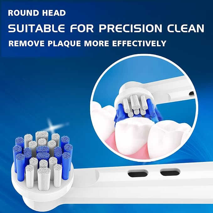 Replacement Brush Heads for Oral-B Braun Electric Toothbrush,4Pcs | Refills for Vitality, Round Head Fit Model 3756 3757 3744 3765 3709 4729, for Precision-Clean, End-rounded DuPont Bristles