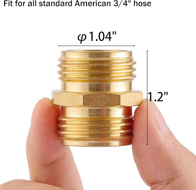 Garden Hose Connector, Male to Male Hose Adapter, 3/4" GHT Double Male | 2 Pack 3/4 Inch Brass Water Hose Connector for Female Hose to Female Hose