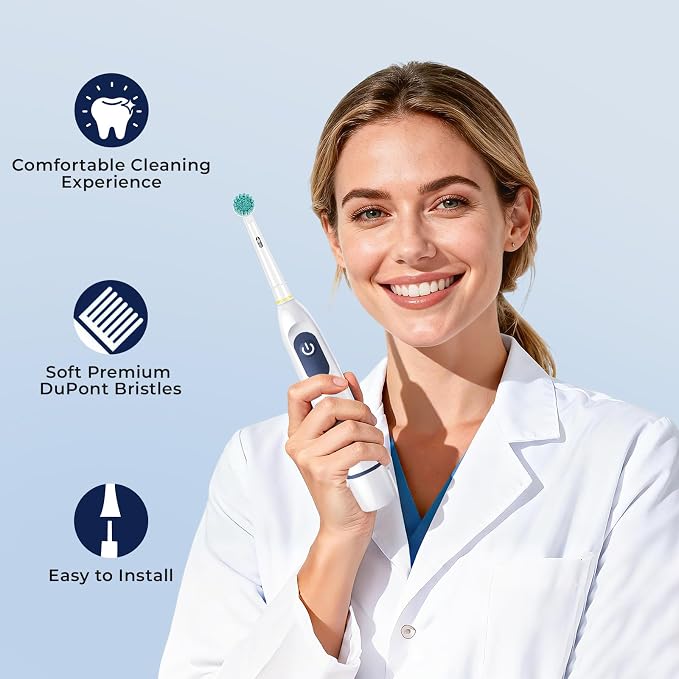 Sensitive Gum Care Replacement Toothbrush Heads Compatible with Oral B Electric Toothbrushes, 8 Pack Sensitive Clean Soft Bristles Brush Heads Refill for Oral B Pro, Genius, Vitality. White