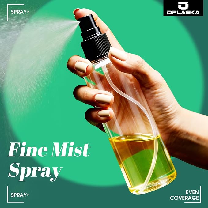 6 Packs 8 oz Clear Plastic Spray Bottles, Black Fine Mist Sprayer | Refillable Empty Bottles with Cap, For Essential Oils, Perfumes, Travel, Cleaning Solutions, With Labels & Funnel