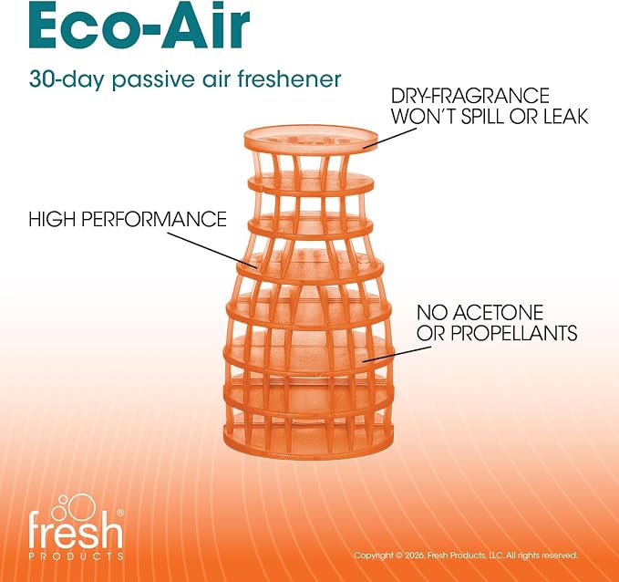 Fresh Products Eco Air Freshener Refill Solid Dry, Mango, 6 Pack | Natural Oils, No Acetone Or Propellants, Made In USA, Lasts 30 Days, Ideal For Home, Business Or Commercial Spaces