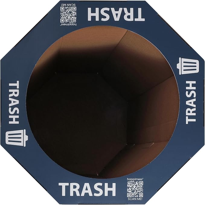 happimess Fleur 25 Gal Trash Can Bin, Denim Blue, Set of 2 | Event Recycling, Traditional Classic Disposable Corrugated Cardboard, 32" Height, 16" Width, 16" Depth