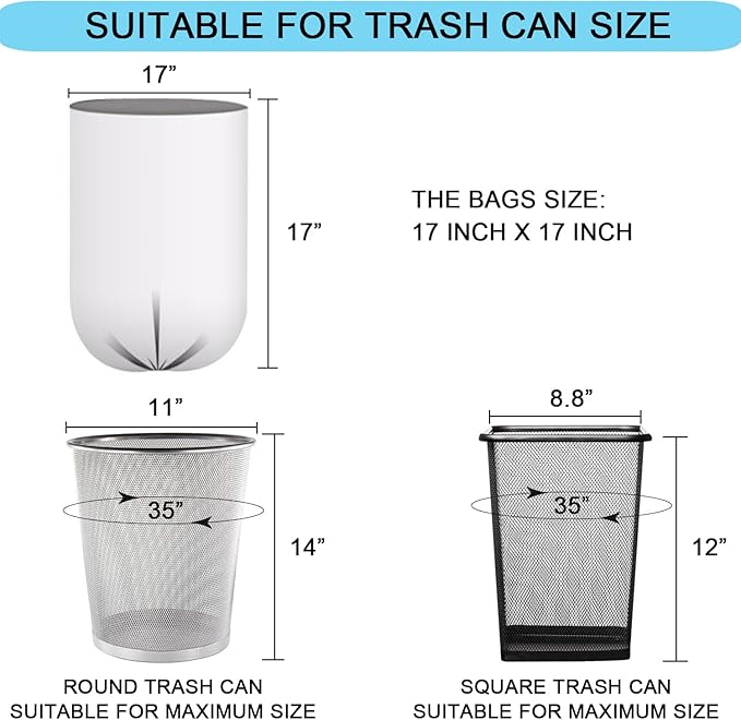 1.2 Gallon Small Trash Bags, 150 Count Clear Bags | 4.5 Liter Trash Can Liners Garbage Bags Wastebaskets Liners for Bathroom
