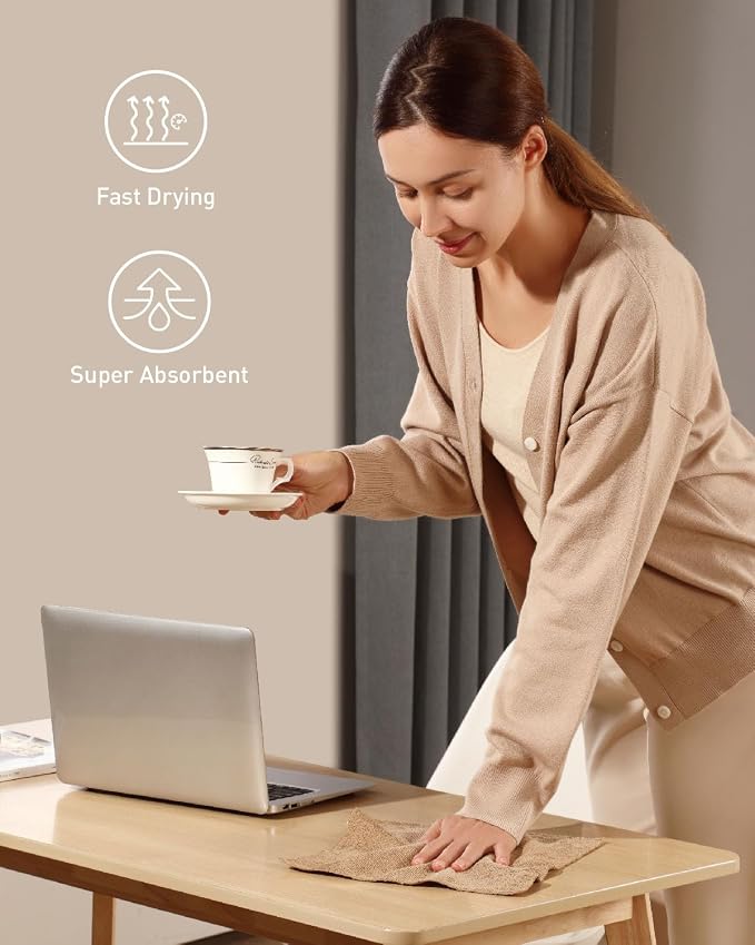 Fantasticlean Microfiber Cleaning Cloth Roll- 90 Sheets, 12" x 12" (Tan) | Super Absorbent, Lint-free, Tear-away Microfiber Towel Roll, for All-Purpose Cleaning