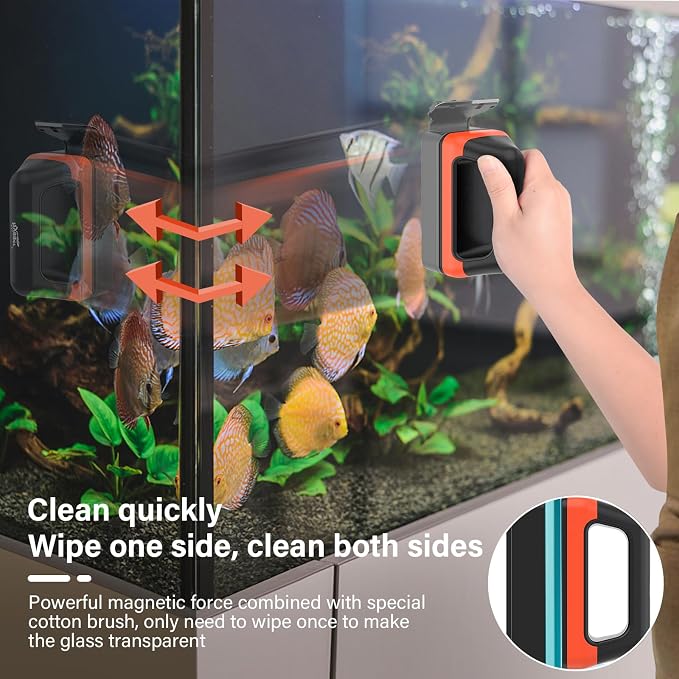 hygger Fish Tank Magnetic Glass Cleaner Two Detachable Algae Scraper for Aquarium Fish Tank，Floating Scrubber Brush Glass Algae Magnet Cleaning Tool for Small Aquariums Tank