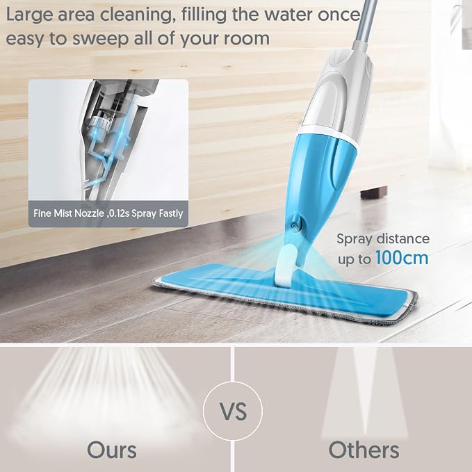 Spray Wet Mops for Floors Cleaning: Hardwood Floor Mops Flat Mop Refillable | Remove Pet Hair, 3 Washable Pads for Swiffer PowerMop, Commercial Dust Mop, for Pet Owner Laminate Tile Vinyl Multi-surface