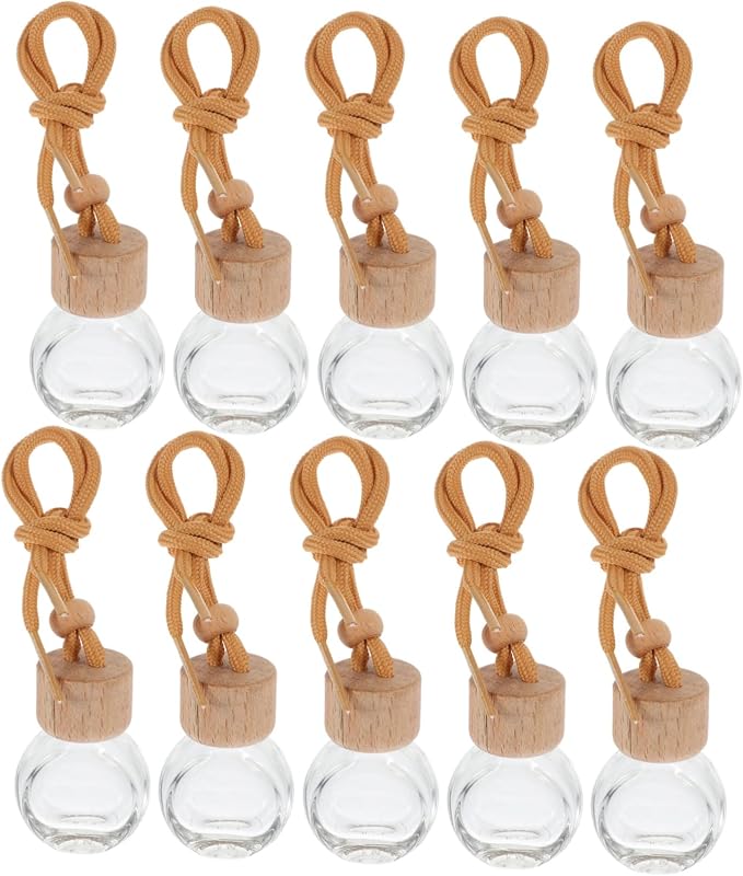 Cabilock 10pcs Car Perfume Bottles Empty Hanging Diffuser Pendants Air Freshener Car Accessories for Home Decor