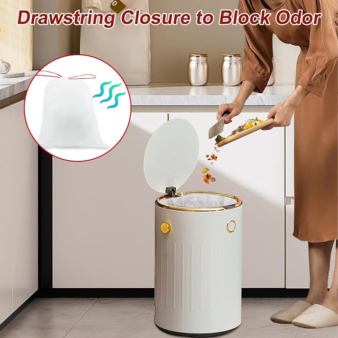 O2frepak 8gal Drawstring Tall Trash Bags 100ct 50x60cm Scented Heavy Duty | Kitchen Tall Reinforced Leakproof Garbage Bags