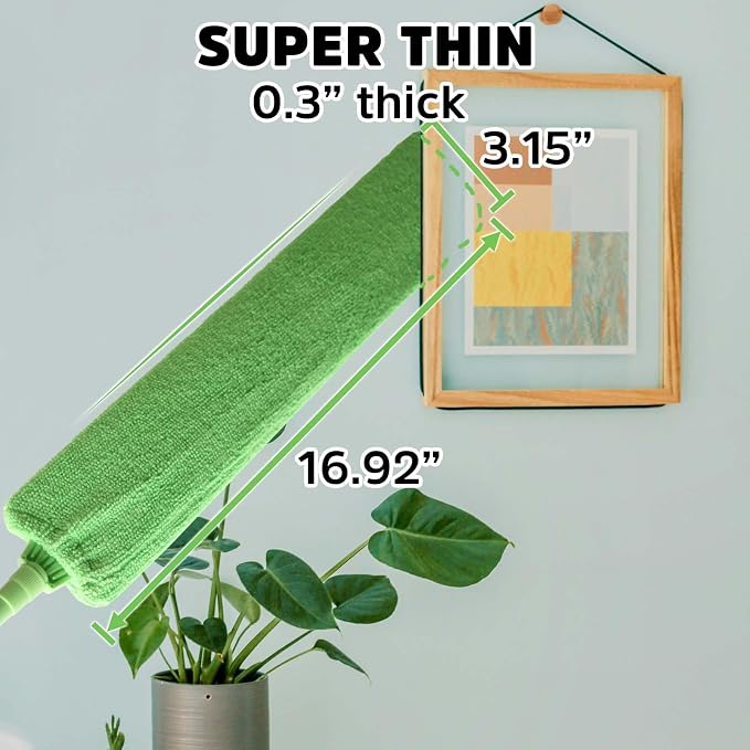 Retractable Gap Dust Cleaner Under Appliance Cleaning Tool, Bafezoze Flat Duster for Under Refrigerator Fridge Stove Couch Bed, Skinny Thin Duster for Tight Spaces
