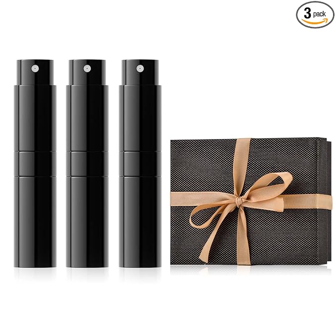 8ml Travel Perfume Bottle Refillable, 3 PCS Cologne Atomizer Spray | Empty twist-up sprayer, small refill dispenser, portable size for purse pocket, leak-proof, TSA essential for men & women