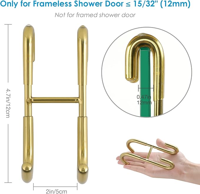 Simtive Squeegee Hooks for Towel Bathroom Frameless Glass Shower Door (4-Pack), Gold
