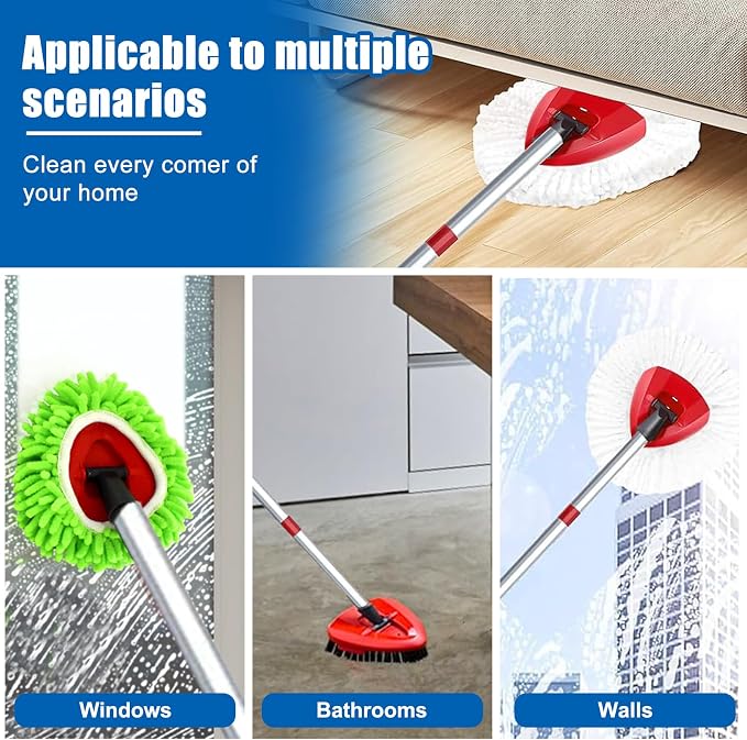Mop Head Replacement for O Cedar Spin Mop Easywring 1 Tank System | Includes 4 Mop Replacement Heads, 2 Chenille Mop Heads, 1 Scrub Brush, 1 Base