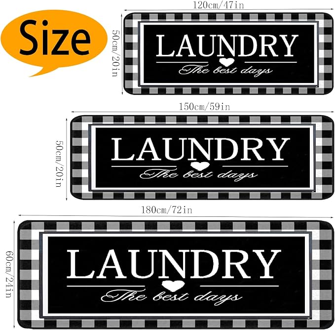 Laundry Room Rug Runner 20"X47" Kitchen Mat Washable Entryway Rugs Soft Non Slip Laundry Carpets Comfort Standing Desk Mats for Kitchen Floor Laundry Room Bathroom Hallway Entryway Area Rugs