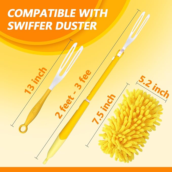 Reusable Chenille Duster Refill Compatible with Swiffer Duster | 360 Heavy Duty Dusters Refills - Washable Microfiber Ceiling Fan Duster for Swiffer Dusters, 4 Pack(Handle is Not Included)