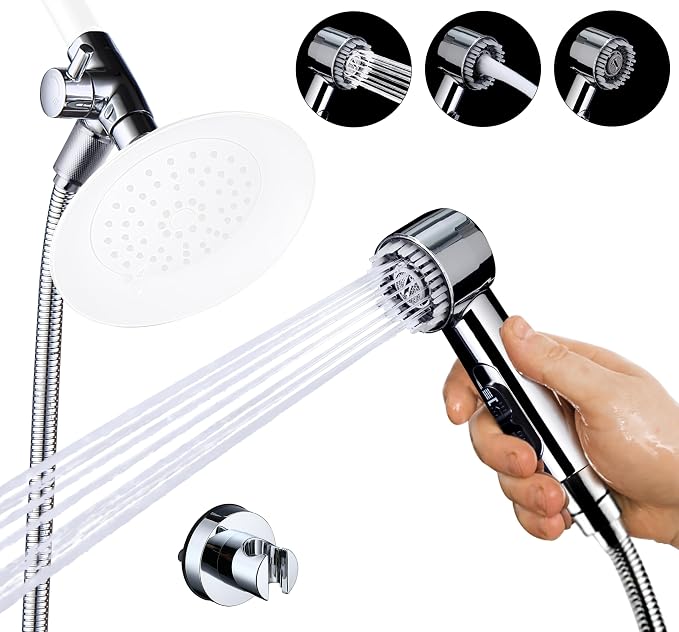 High Pressure3 Mode Dog Shower Attachment with ON/OFF Switch | 3 Spray Modes, With ON/OFF Switch, Extra Long Hose, Easy to Install, No-Drill Hook Mount