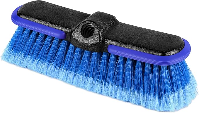 Car Wash Brush Head with Soft Bristle 10 Inch, Car Cleaning Brush with Protective Bumper for Cleaning Auto Cars Trucks RV Boat Deck Solar Panel