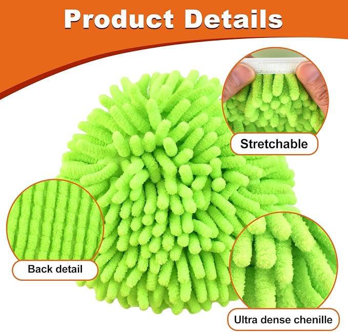 2 Microfiber Mop Head Refills and 2 Chenille Mop Pads,1 Upgrade Scrub Brush 1 Spin Mop Base for O Cedar RinseClean 2 Tank Spin Mop System,Spin Microfiber Mop Refills for Cleaning All Floors