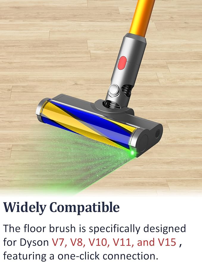 Vacuum Attachments with Dust Detect Green Light for Dyson V7 V8 V10 V11 V15 Cordless Cleaners, Hard Floor Soft Roller Brush Head Motorhead Replacement Accessories Parts