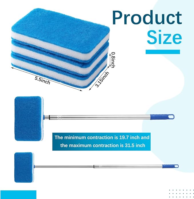 Newtay 6 Pcs Small Pool Scrub Hand Held Brush 5.5 x 3.15in Surface Scrubbing Scouring Sponge Pad Swimming Pool Cleaning Brush Scrub Sponges for Tile Grout Walls Spas Kitchen Bathroom Tub