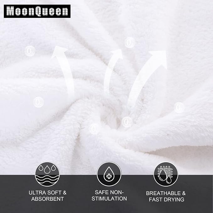 MOONQUEEN Ultra Soft Premium Washcloths Set - 12 x 12 inches - 24 Pack - Quick Drying - Highly Absorbent Coral Velvet Bathroom Wash Clothes - Use as Bath, Spa, Facial, Fingertip Towel (White)