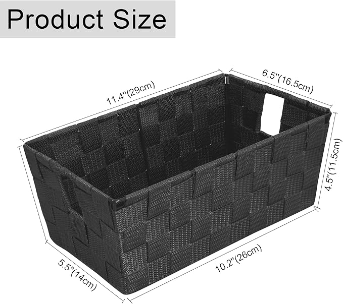 Woven Shelf Storage Tote Basket Bins Container, Storage Boxes Cube Organizer with Built-in Handles for Bedroom, Office, Closet, Clothes, Kids Room, Nursery 3pk(Grey)