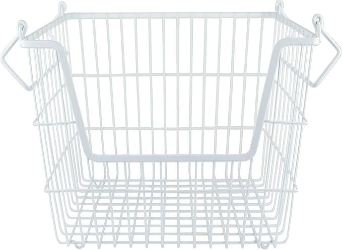 DII Metal Wire Utility Storage Bin, Large Rectangle, 13x10x11", White